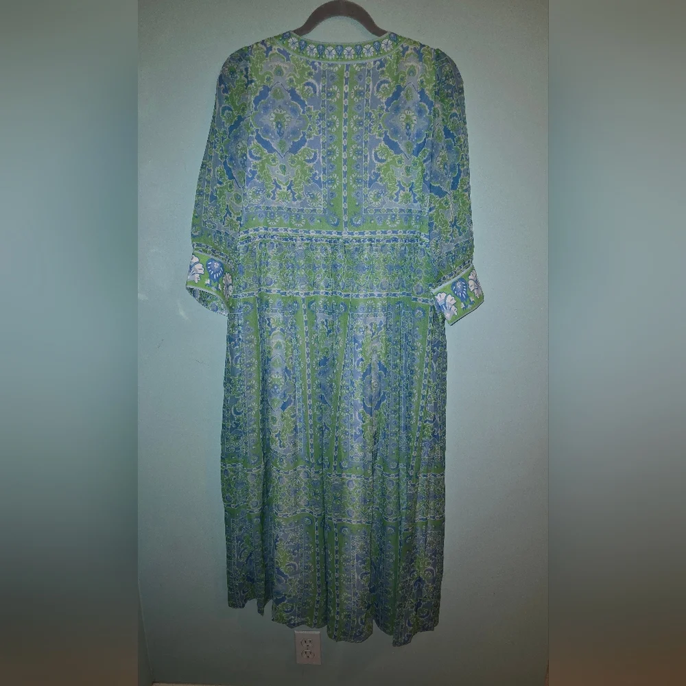 Gretchen Scott Borderline Maxi Dress Watteau Vibrant Green and Blue - Picture 9 of 11